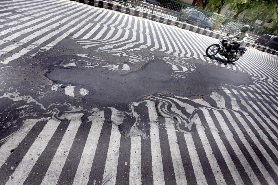 street lines that have melted from heat and are now wavy
