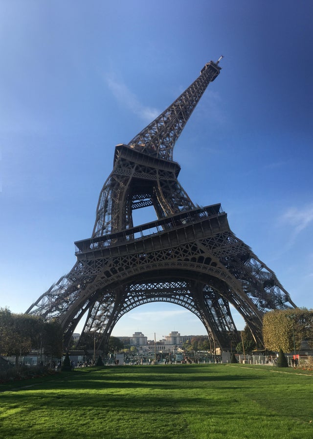 Eiffel Tower skewed by panorama picture
