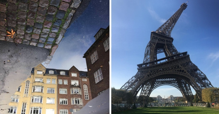 accidental surrealism featuring reflection and Eiffel Tower