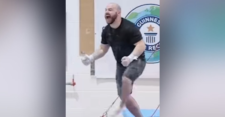 gymnast ashley watson screaming in celebration of breaking his guinness world record