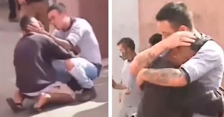 compassionate dad comforts man