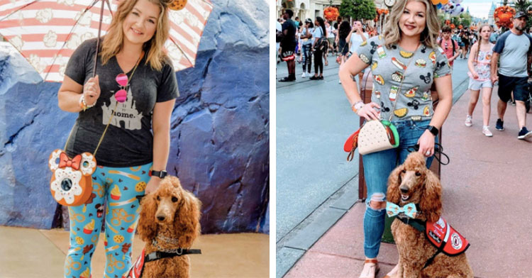 woman with service dog at disney