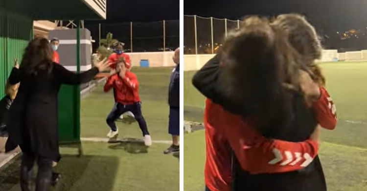 mom surprising pro athlete son at stadium