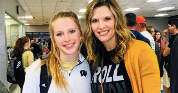 teen standing with her mom in school hallway