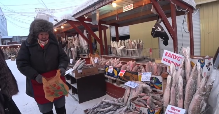 open-air market in yakutia, siberia