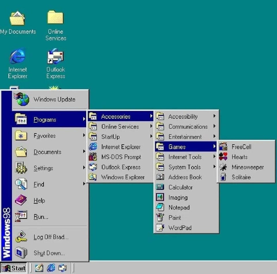Windows desktop from the 90s