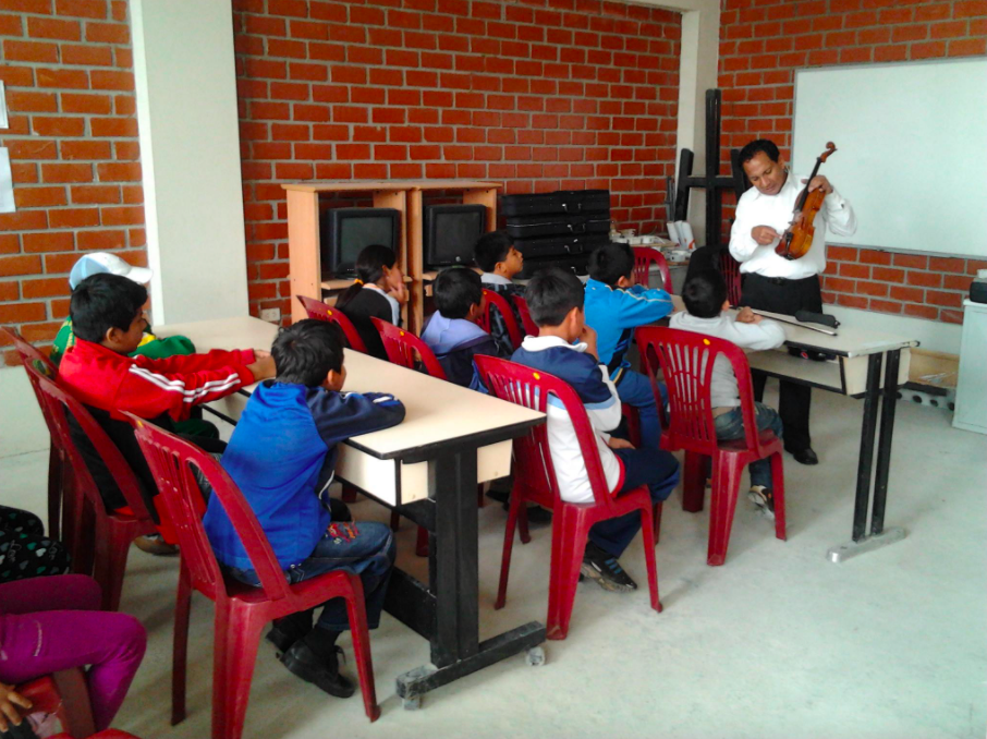 jesus teaching students violin