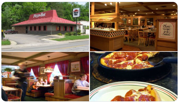 a compilation of pictures of Pizza hut in the 90s