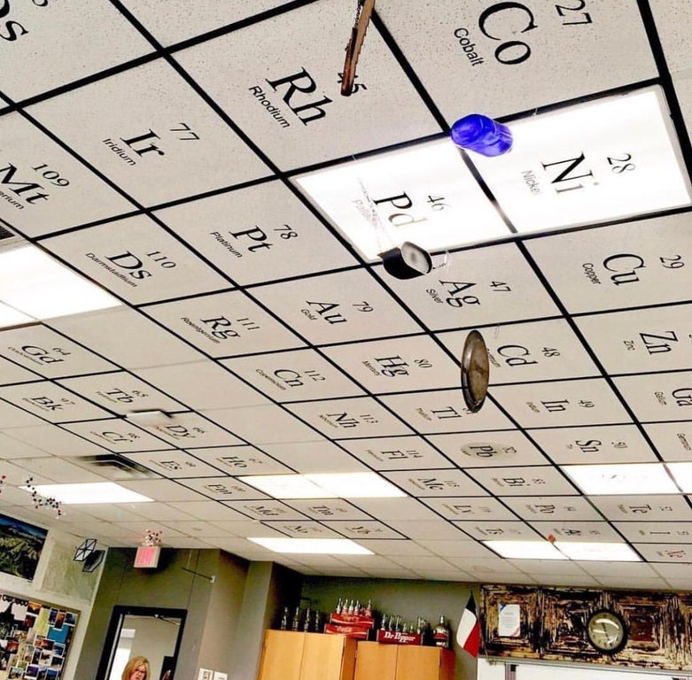 periodic table of elements on ceiling