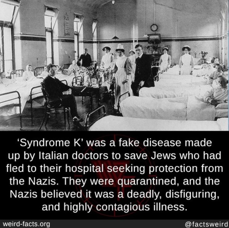 photo from a hospital in italy during the holocaust with a fact about 