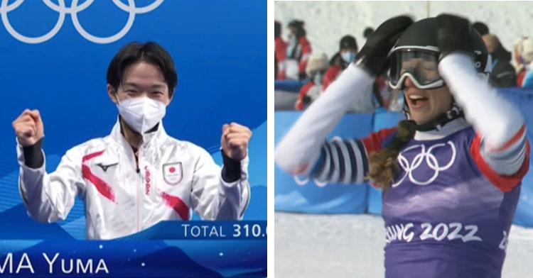 two olympic athletes finding out they won gold