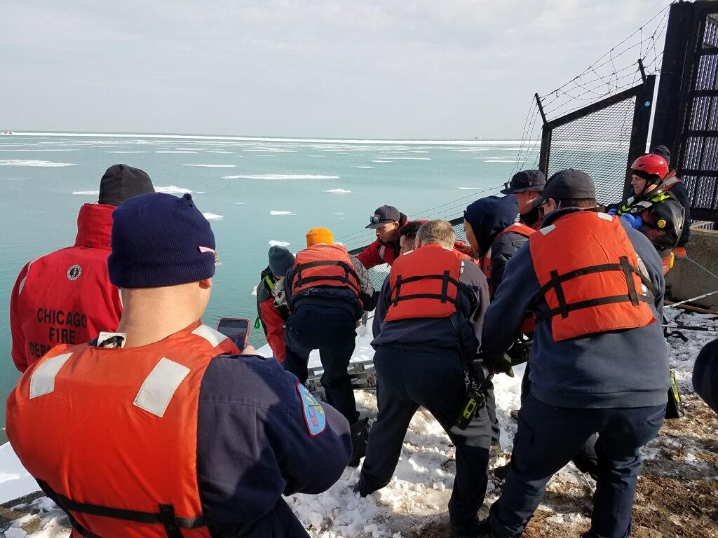 Rescuers pull pepper out of the lake