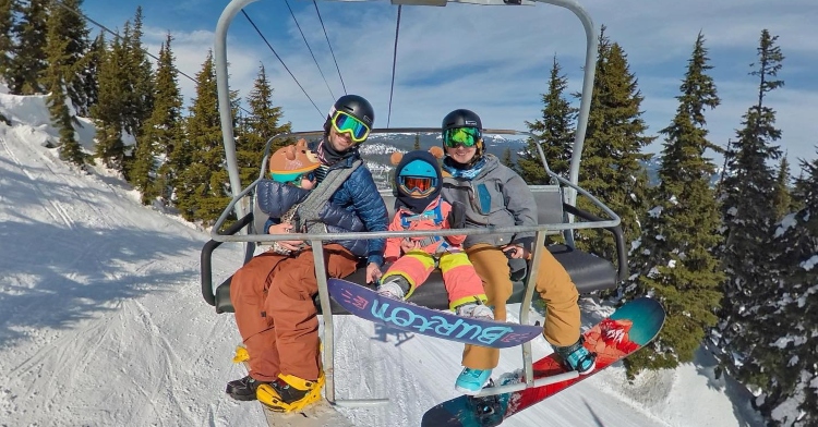 Aubrin Sage and family on chairlift