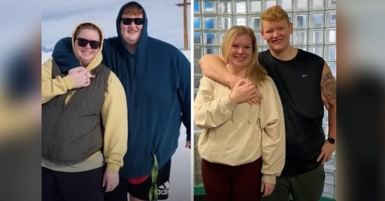 before and after photos of a man named zach h. and a woman named cassidy pfaff that shows their weight loss journey