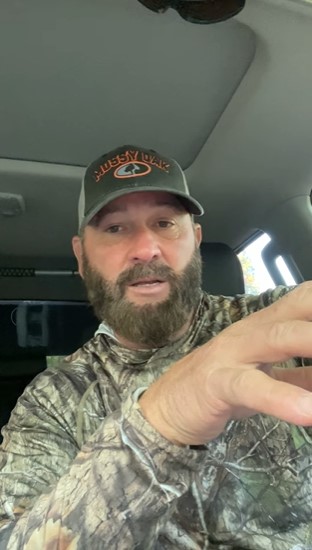 screenshot of a video by pro bass angler named gerald swindle where he talked in his car about a positive experience he had at a dollar general in vienna illinois 