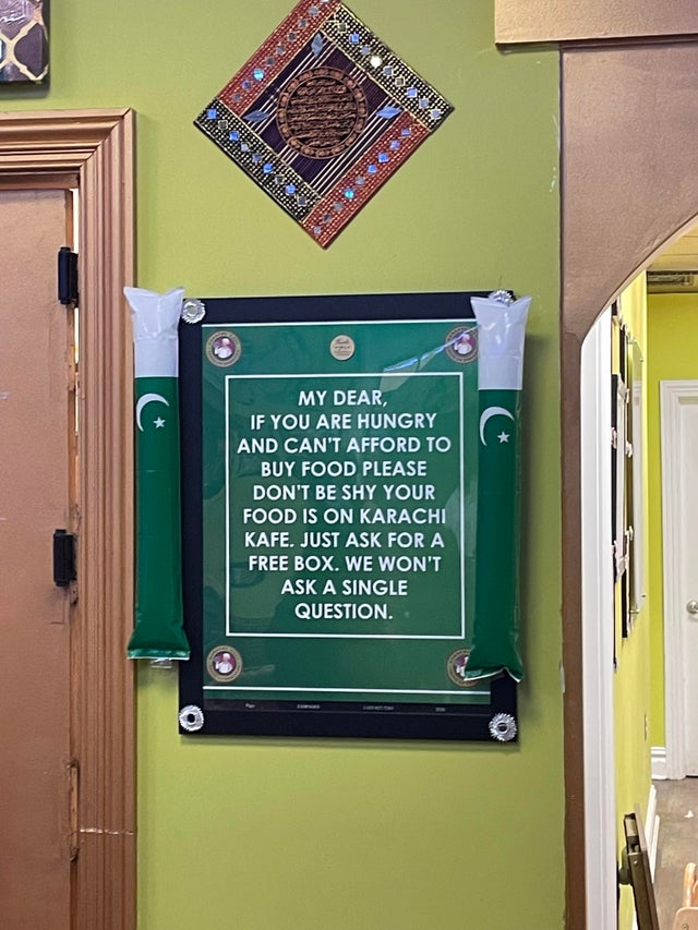 a sign in a restaurant that reads 