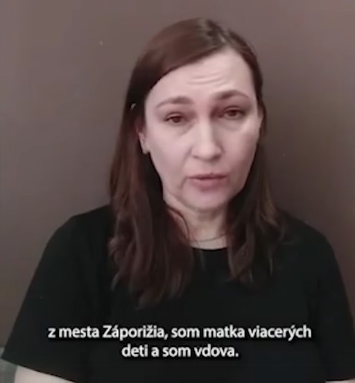 a ukraine woman named jÃºlia piseckÃ¡ speaking on camera about her 11-year-old son, hassan, who traveled 600 miles from their home in ukraine to slovakia for safety from the war