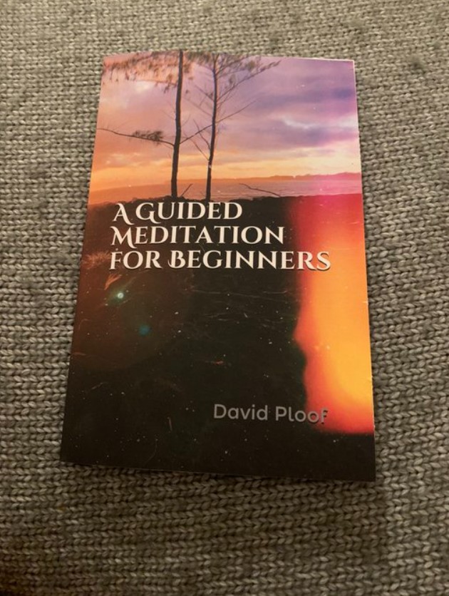 front cover of a book called "a guided meditation for beginners" by david ploof