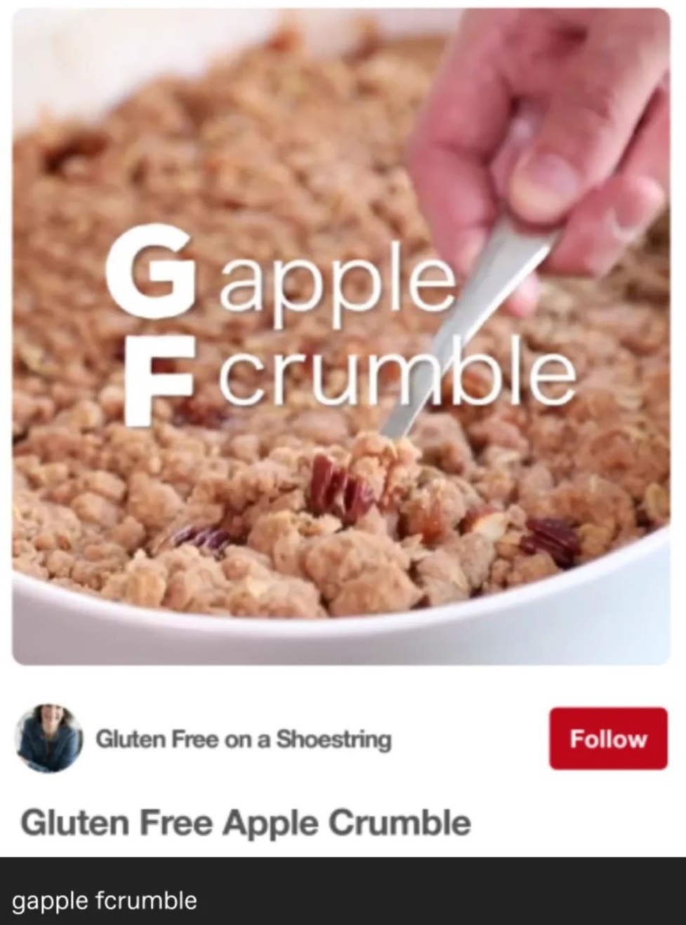 gluten free apple crumble recipe that looks like it reads gapple fcrumble