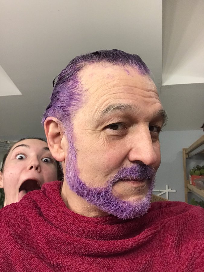 purple-haired dad