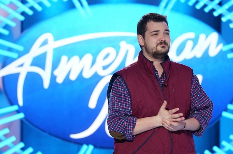 "american idol" contestant sam finelli looking nervous as he auditions for "american idol."