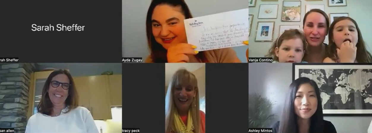 zoom call with vanja and ayda with Tracy Peck and her family. 