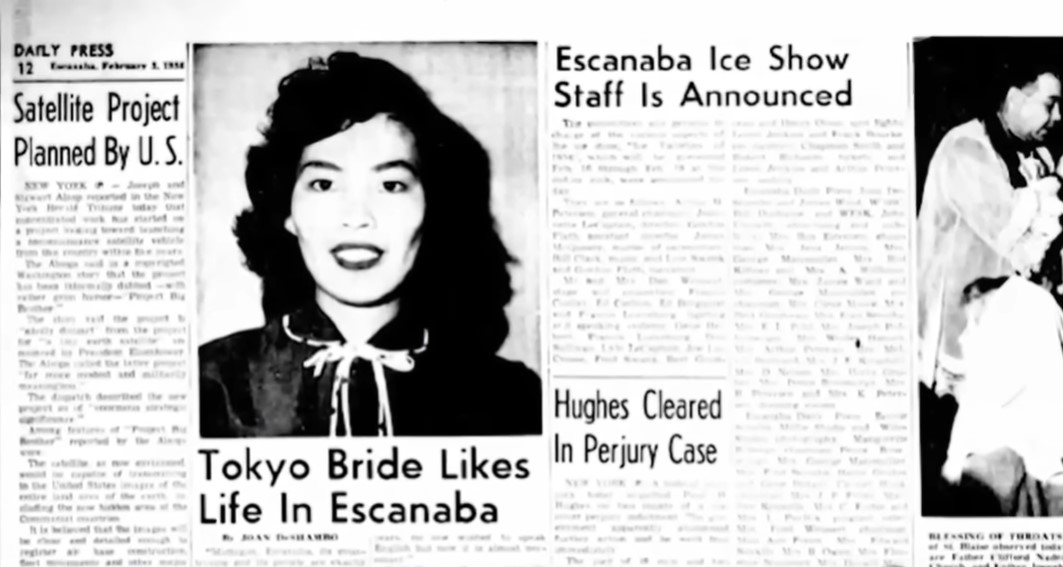 newspaper article on peggy called "tokyo bride likes life in escanaba."