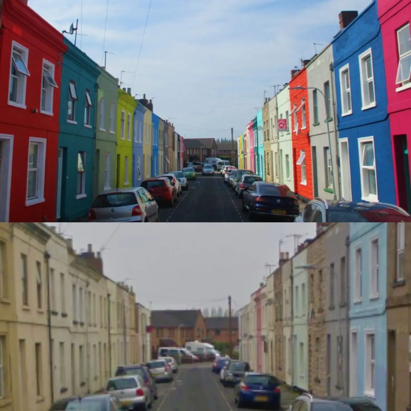 rainbow street before and after