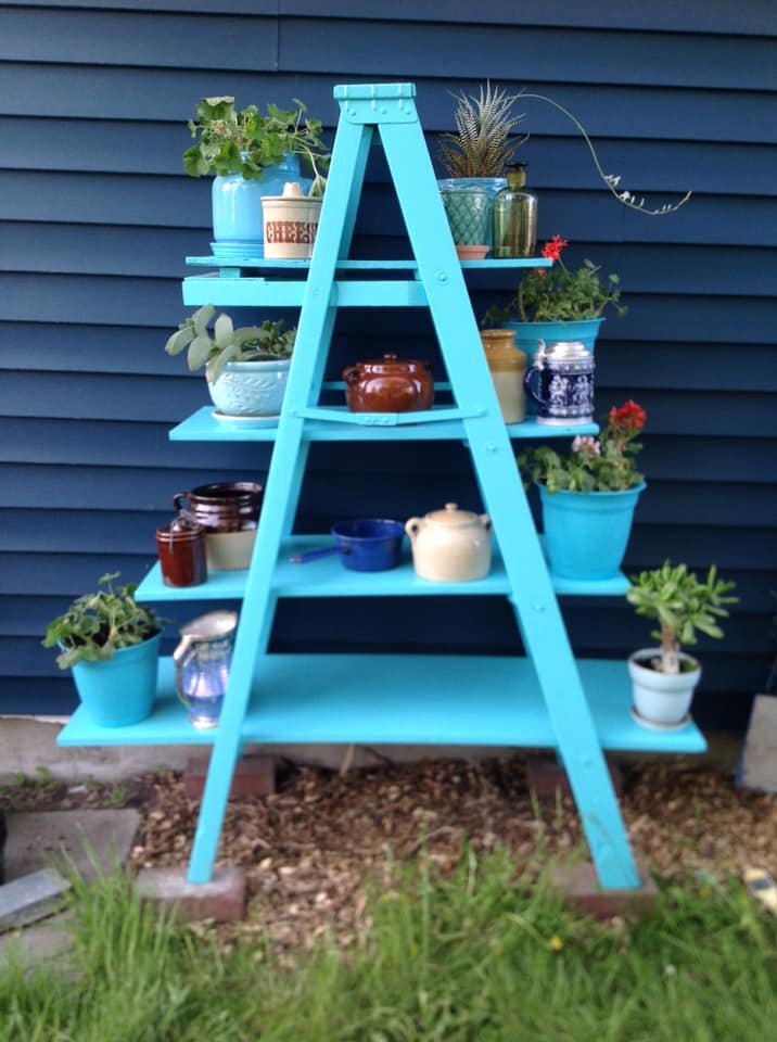 planter made from ladder
