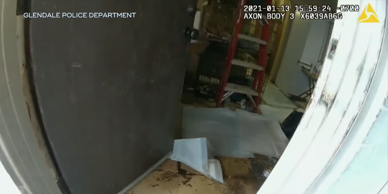 inside Gean LeVar's condemned home as seen from a Glendale police department body camera