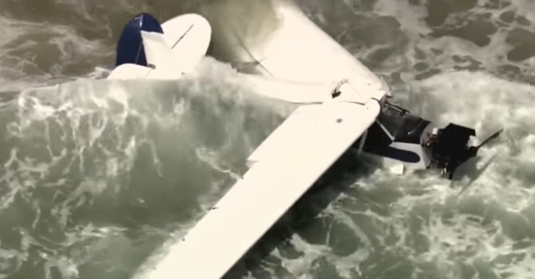 a plane in the ocean after it crashed