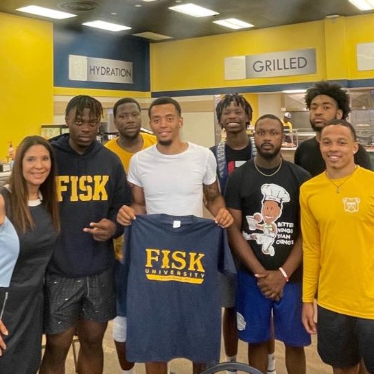 Jeremiah Armstead poses with fellow Fisk University students.