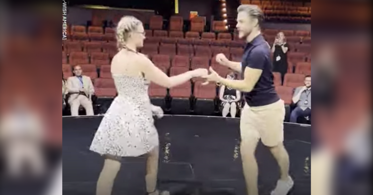 derek hough dancing on stage with 16-year-old reese