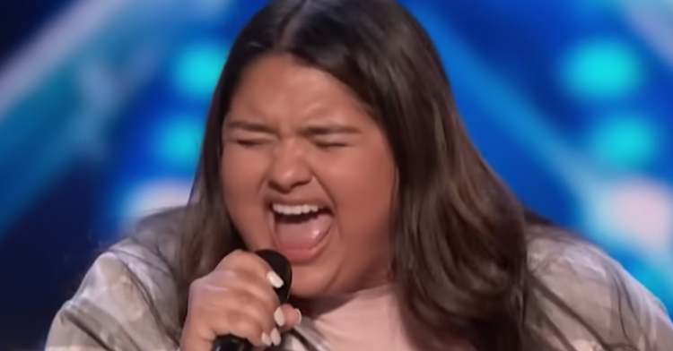 kristen cruz singing during her america's got talent audition.