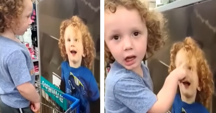 Carter thinks picture of kid in store is him.