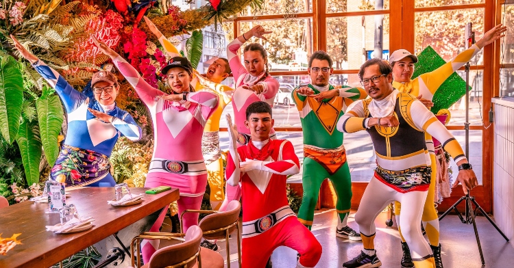 Noka Staff dressed as Power Rangers