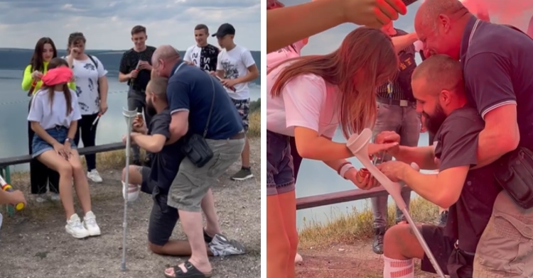 Wounded Ukrainian soldier proposes to girlfriend
