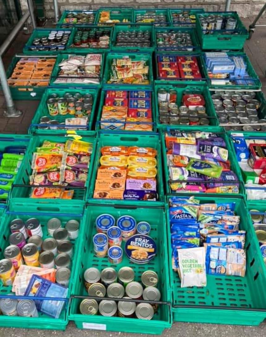 bins filled with food bank donations