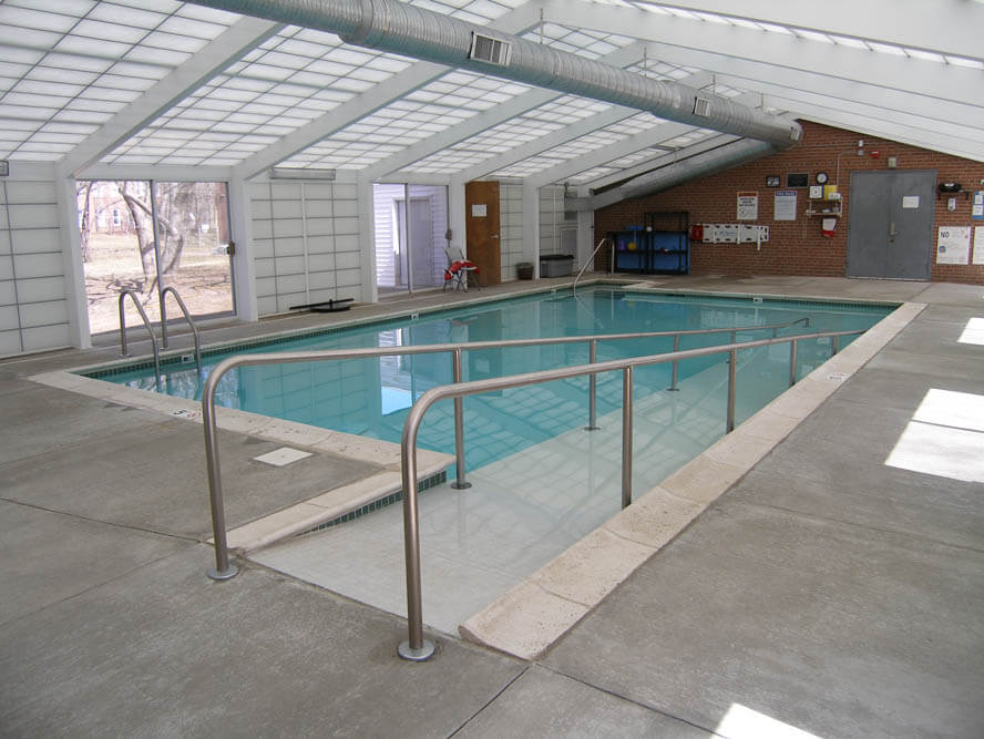 pool with a built in wheelchair ramp