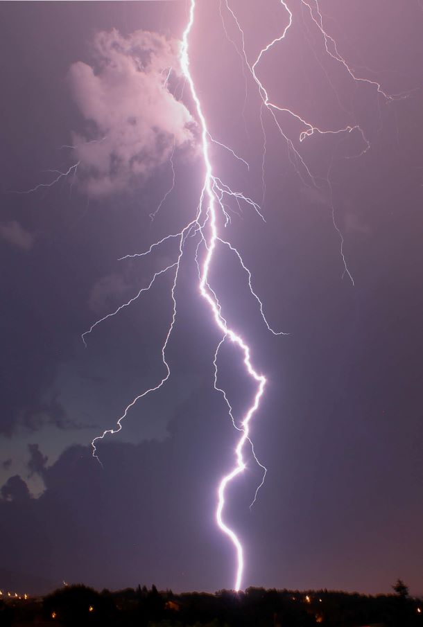 Lightning in the sky.