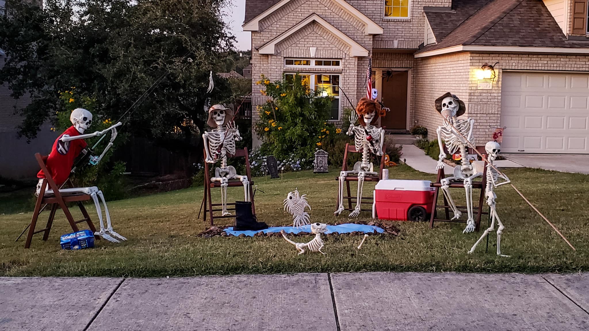 Skeleton House of San Antonio display of skeletons fishing