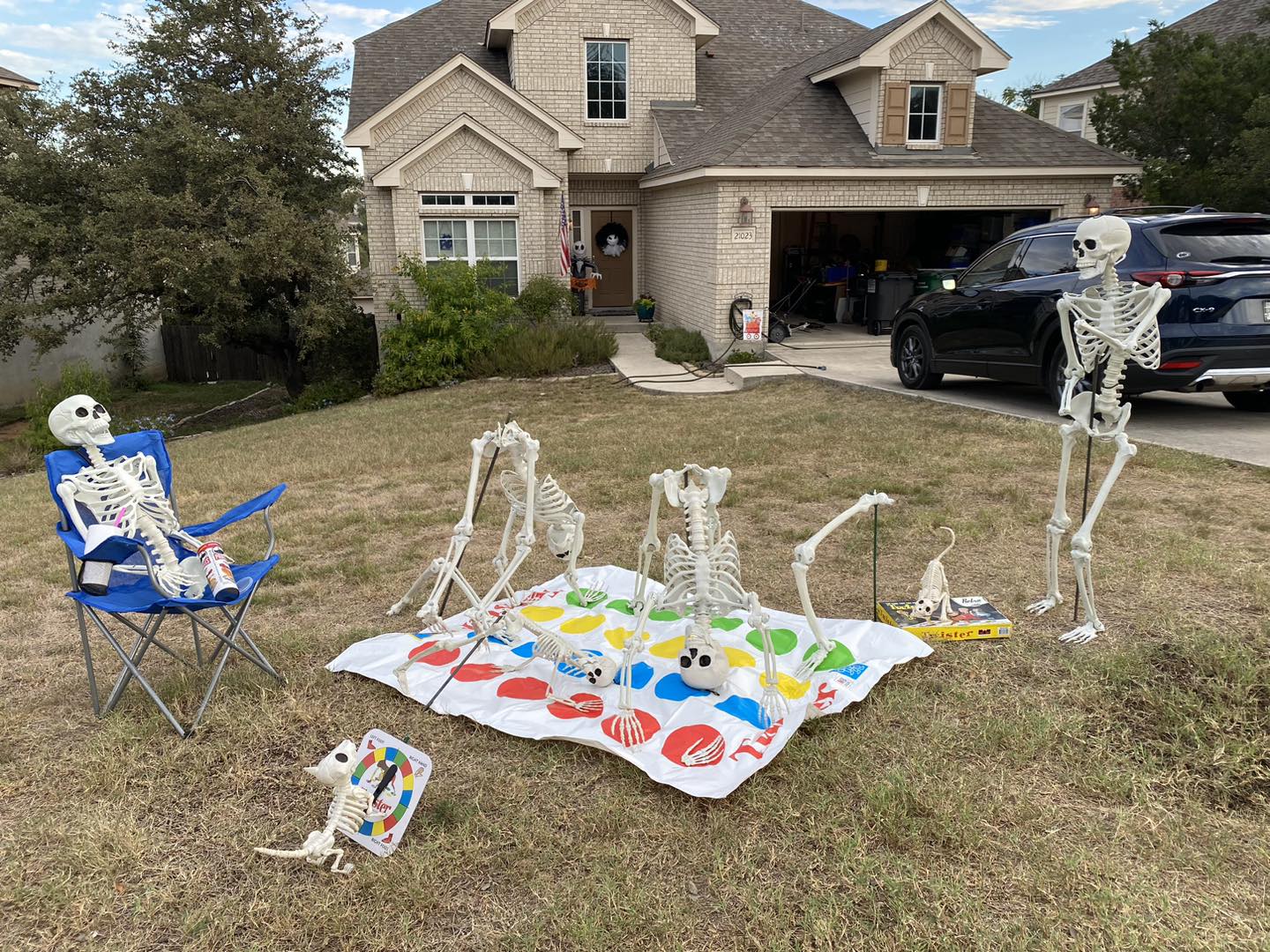 Skeleton House of San Antonio display of skeletons playing Twister