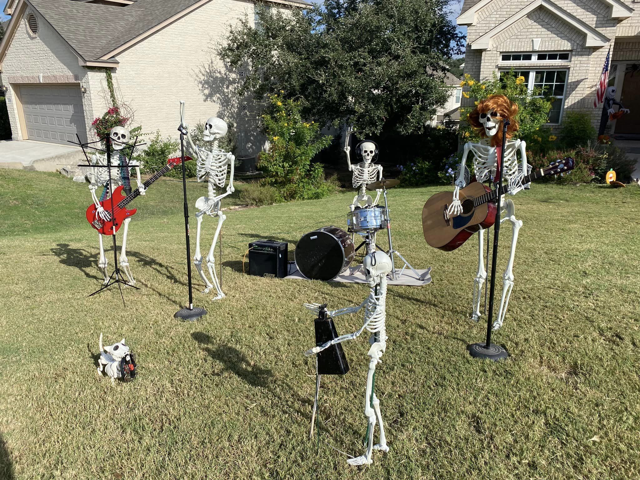 Skeleton House of San Antonio display of skeletons playing music in a band