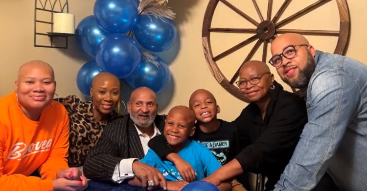Savannah Brown and family show off shaved heads.