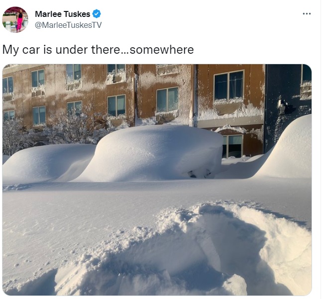 Deep snow covers cars completely in Buffalo, NY