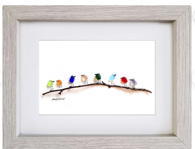 birds on branch artwork
