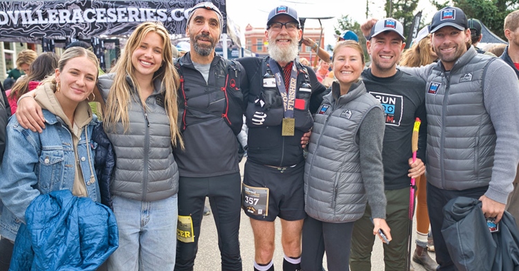 Craig Bachrodt with family and friends after running Leadville 100