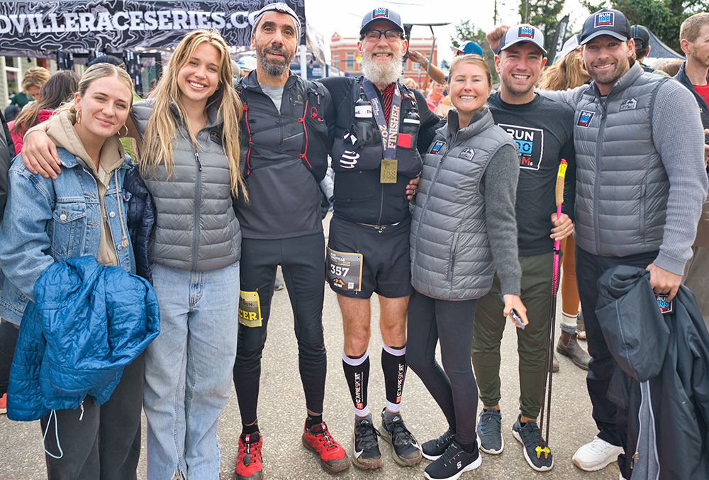 Craig Bachrodt, his family and friends at the end of the Leadville 100 race.