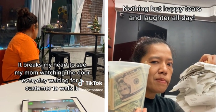 Joy Milan holds up tip money and receipts after business boost from TikTok