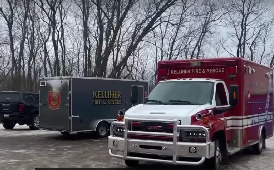 Two Rescue Vehicles Appear in the Photo from Kelliher Fire & Rescue.